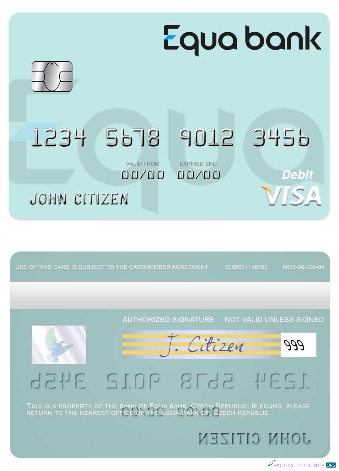 Download Czech Equa Bank visa debit card Photoshop template